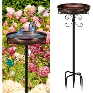 35In Metal Bird Bath for Outside, Vintage Freestanding Birdbaths & Birdfeeder